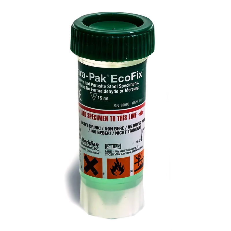 EcoFix® Stool Specimen Container 15 mL Fill (0.5 oz.) Screw Cap with Sampling Device NonSterile (929927_BX) 20/BX