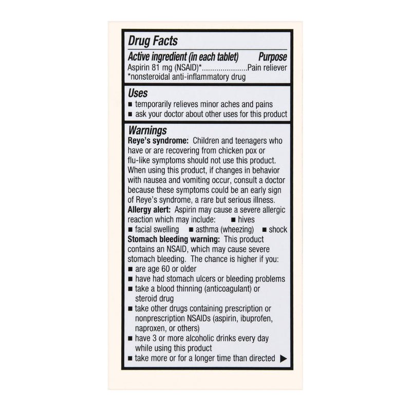 Foster & Thrive™ Pain Relief 81 mg Strength Aspirin Tablet 180 per Bottle (1238965_BT) 1/BT
