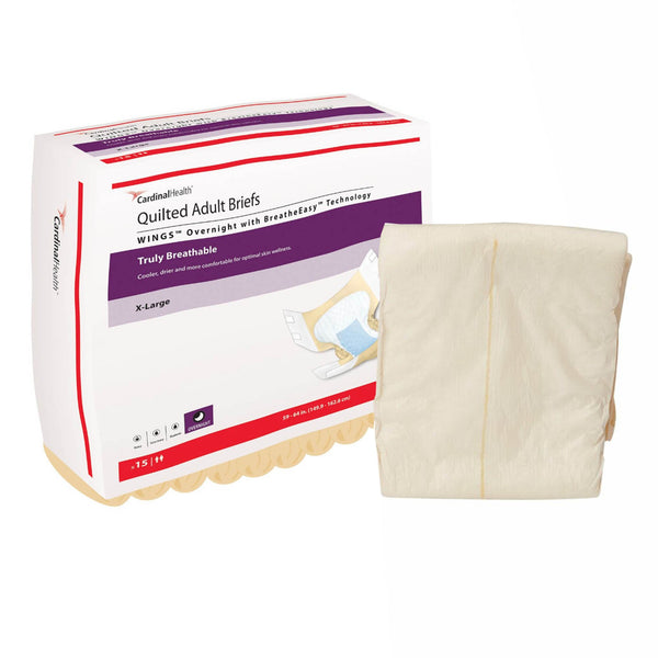 Wings™ Overnight Quilted Unisex Adult Incontinence Brief X-Large Disposable Heavy Absorbency (864861_CS) 4/CS