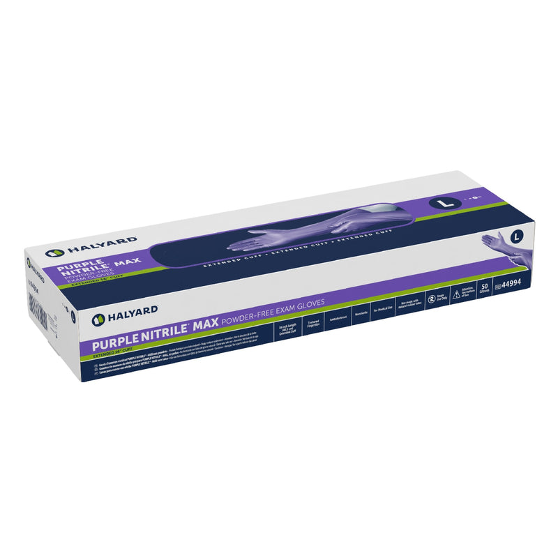 Purple Nitrile Max™ Exam Glove Large NonSterile Nitrile Extended Cuff Length Fully Textured Purple Not Rated (1051225_CS) 400/CS