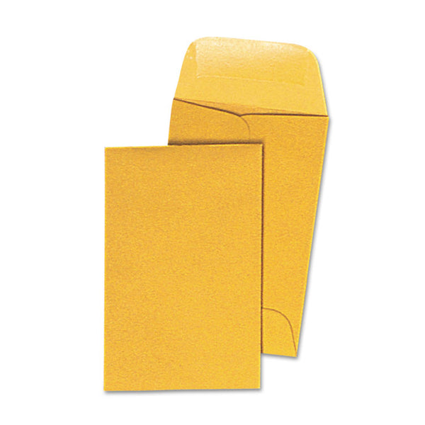 Universal® Kraft Coin Envelope, #1, Round Flap, Gummed Closure, 2.25 x 3.5, Light Brown Kraft, 500/Box (UNV35300)