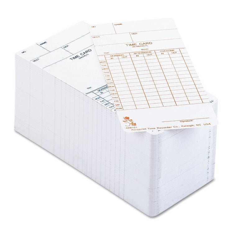 Acroprint® Time Clock Cards for Acroprint ATR120, Two Sides, 3.5 x 7, 250/Pack (ACP099110000) Pack of 250 Cards