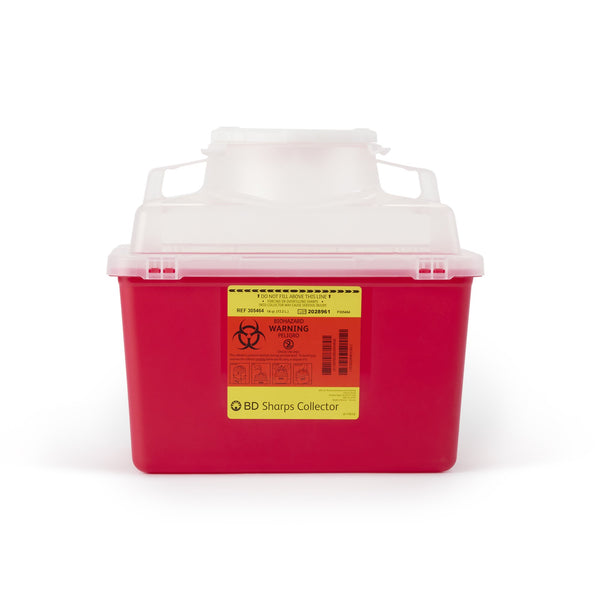 BD™ Sharps Container Red Base 11-1/2 H X 12-4/5 W X 8-4/5 D Inch Vertical Entry 3.5 Gallon (188054_CS) 20/CS