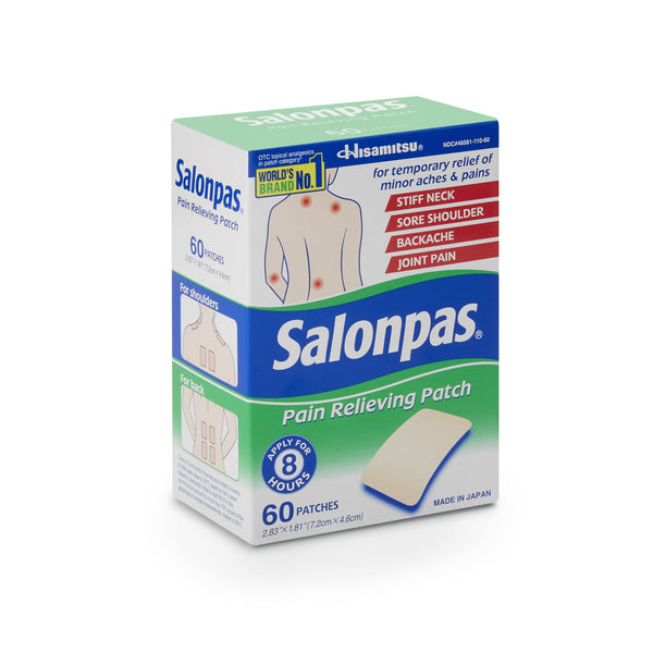Salonpas® Topical Pain Relief 3.1% - 6% - 10% Strength Camphor / Menthol / Methyl Salicylate Patch 60 per Box (1088319_BX) 60/BX