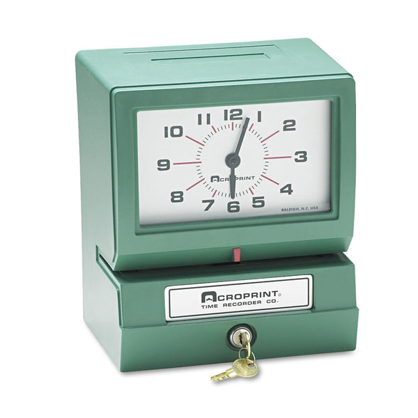 Acroprint® Model 150 Heavy-Duty Time Recorder, Automatic Operation, Month/Date/0-23 Hours/Minutes Imprint, Green (ACP012070413) Each