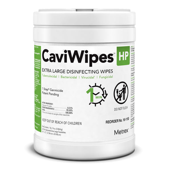 CaviWipes™ HP XL Surface Disinfectant Cleaner Peroxide Based Manual Pull Wipe 65 Count Canister Scented NonSterile (1216230_CS) 12/CS