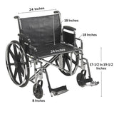 McKesson Bariatric Wheelchair Dual Axle Desk Length Arm Swing-Away Footrest Black Upholstery 24 Inch Seat Width Adult 450 lbs. Weight Capacity (1065288_EA) 1/EA