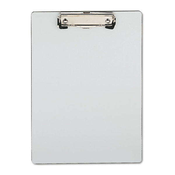 Universal® Plastic Brushed Aluminum Clipboard, Portrait Orientation, 0.5" Clip Capacity, Holds 8.5 x 11 Sheets, Silver (UNV40303)