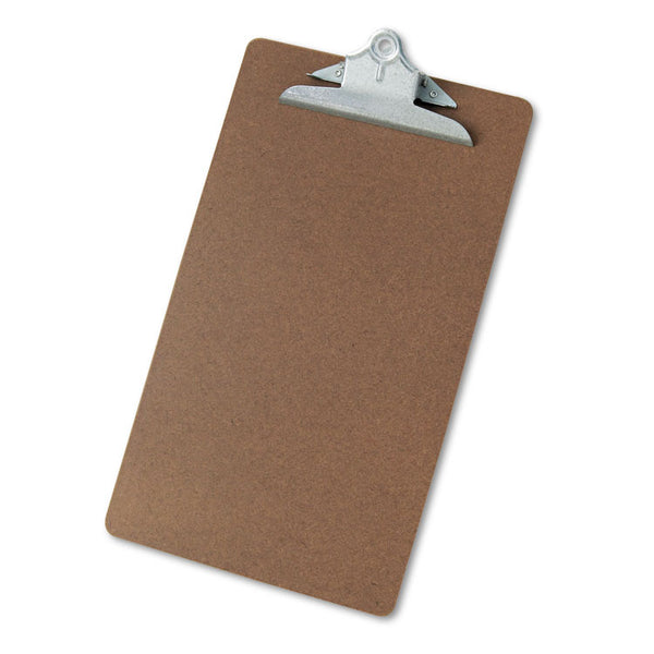 Universal® Hardboard Clipboard, 1.25" Clip Capacity, Holds 8.5 x 14 Sheets, Brown (UNV40305)