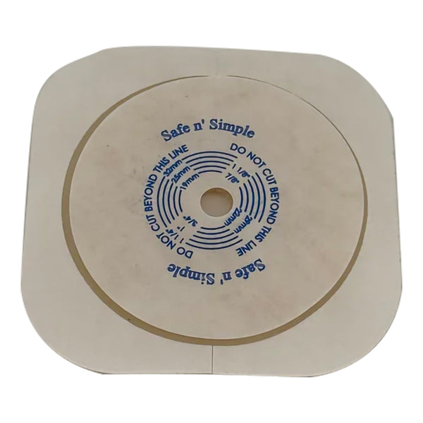 Safe N Simple Ostomy Barrier Trim to Fit, Extended Wear Adhesive Tape Collar 45 mm Flange Up to 1-1/4 Inch Opening 4-1/2 X 4-1/2 Inch (1243998_BX) 5/BX