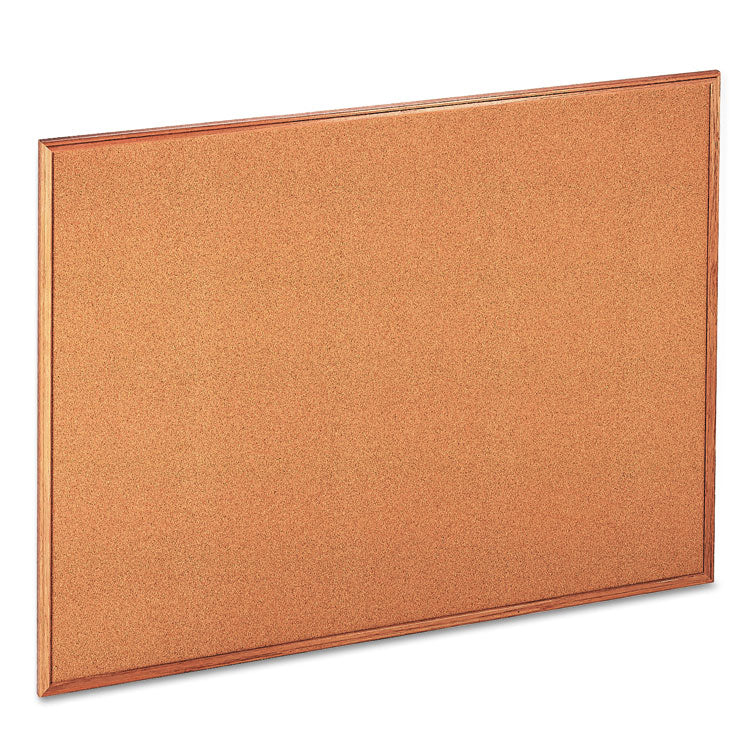 Universal® Cork Board with Oak Style Frame, 48 x 36, Tan Surface (UNV43604)