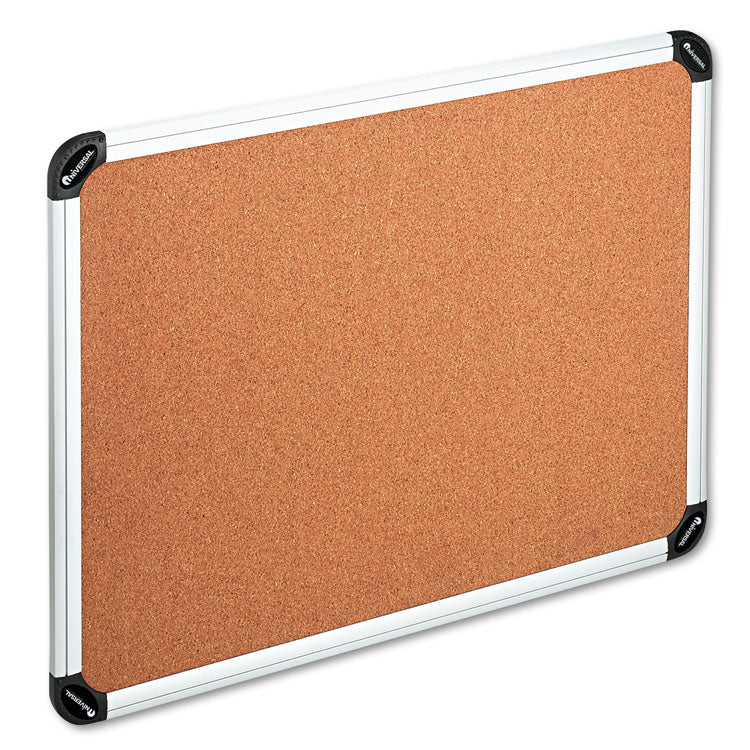 Universal® Cork Board with Aluminum Frame, 48 x 36, Tan Surface, Silver Frame (UNV43714)