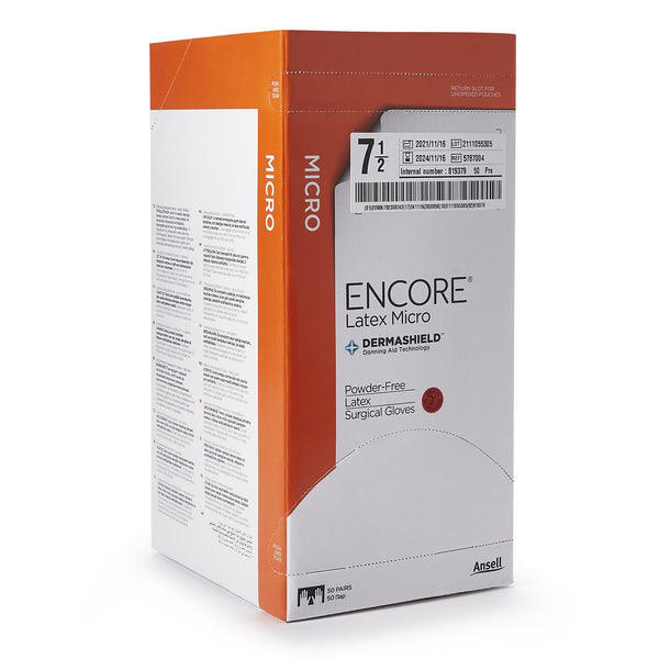 ENCORE® Latex Micro Surgical Glove Size 7.5 Sterile Latex Standard Cuff Length Micro-Textured Brown Chemo Tested (362178_BX) 50/BX