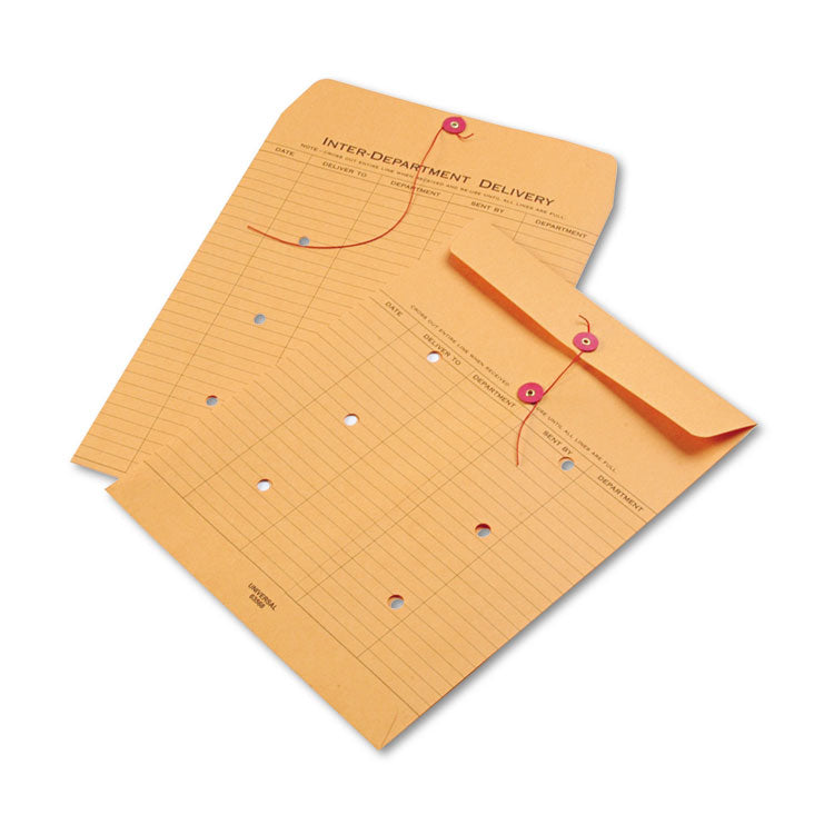 Universal® Light Brown Kraft String/Button Interoffice Envelope, #97, Two-Sided Five-Column Format, 10 x 13, Light Brown Kraft, 100/Box (UNV63568) Pack of 100