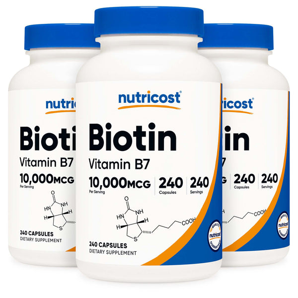 nutricost® Dietary Supplement Biotin 10 mg Strength Capsule 240 Per Bottle (1270255_BT) 1/BT