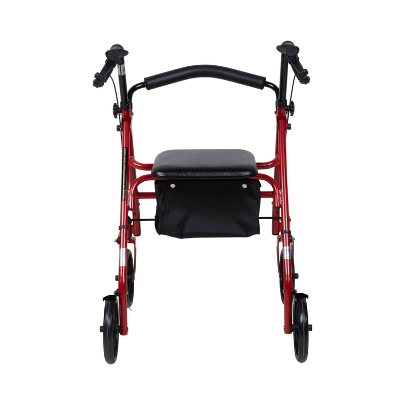 McKesson 4 Wheel Rollator Red Adjustable Height / Folding Steel Frame (1065268_EA) 1/EA
