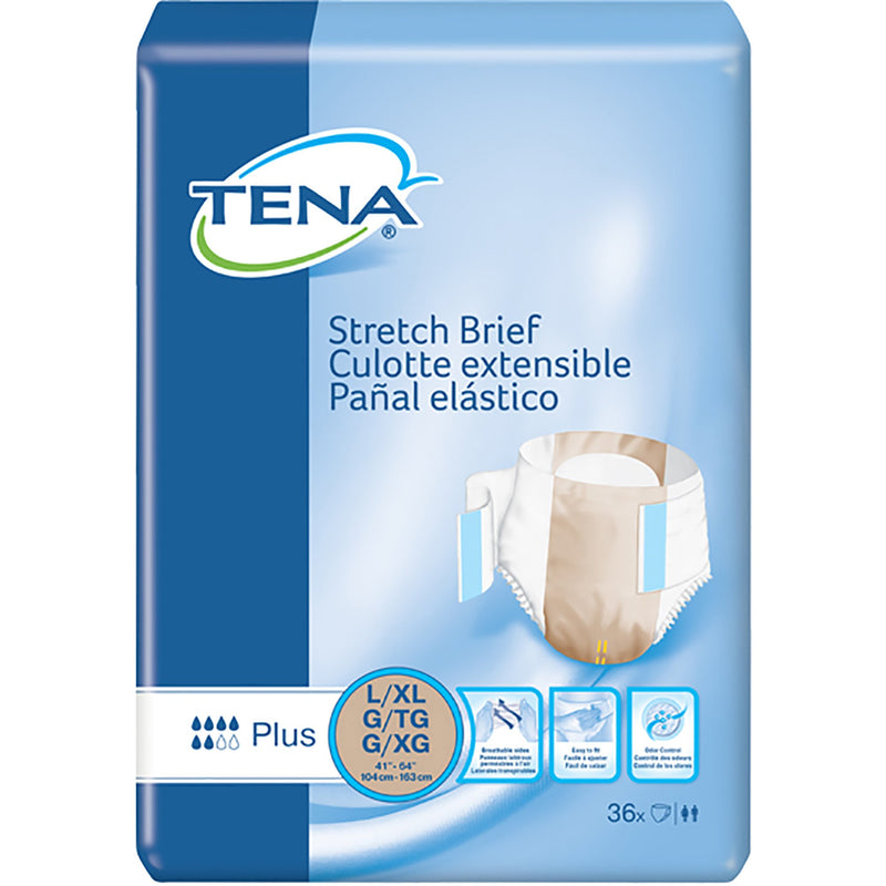 TENA® Stretch™ Plus Unisex Adult Incontinence Brief Large / X-Large Disposable Moderate Absorbency (959406_PK) 36/PK