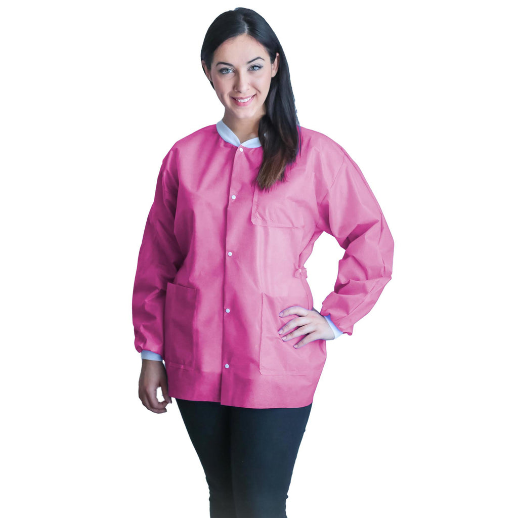 FitMe™ Lab Jacket Raspberry Pink Small Hip Length 3-Layer SMS Disposab ...