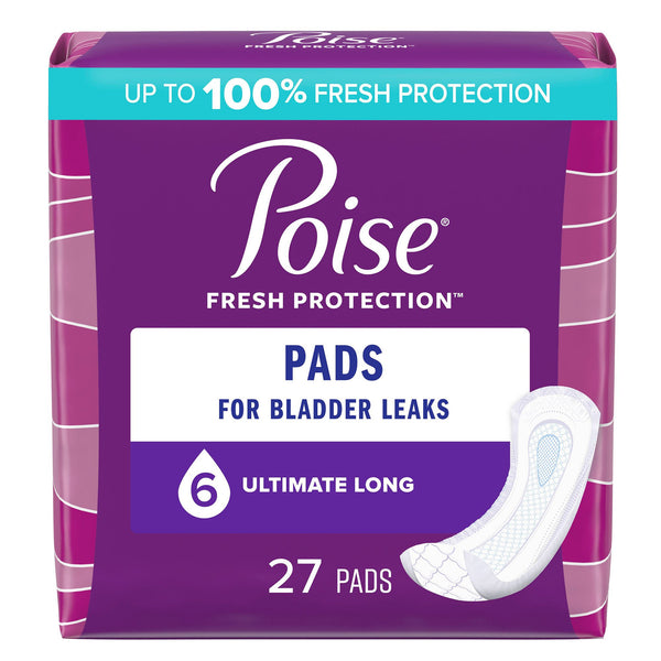 Poise® Fresh Protection™ Bladder Control Pad 15.9 Inch Length Heavy Absorbency Sodium Polyacrylate Core One Size Fits Most (802345_PK) 27/PK