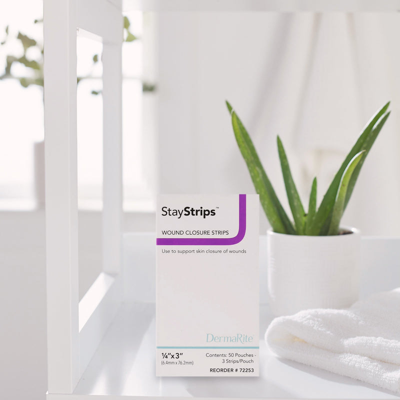 StayStrips® Skin Closure Strip 1/4 X 3 Inch Nonwoven Material Flexible Strip White (946747_BX) 50/BX