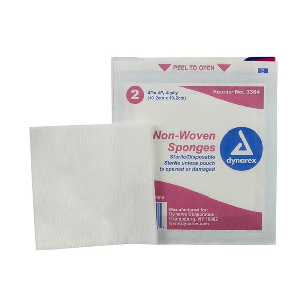 Dynarex® Nonwoven Sponge 4 X 4 Inch 4-Ply Sterile 2 per Pack (917177_BX) 25/BX