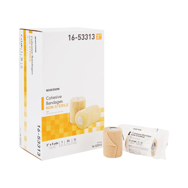 McKesson Cohesive Bandage 3 Inch X 5 Yard Self-Adherent Closure Tan NonSterile Standard Compression (520552_CS) 24/CS