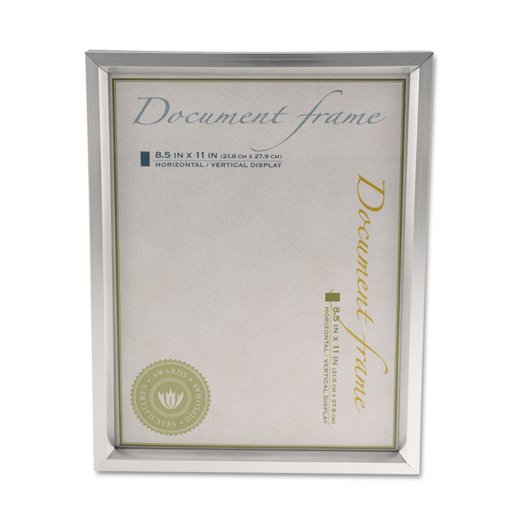 Universal® Plastic Document Frame, for 8.5 x 11, Easel Back, Metallic Silver (UNV76853)