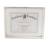 Universal® Plastic Document Frame with Mat, 11 x 14 and 8.5 x 11 Inserts, Metallic Silver (UNV76854)