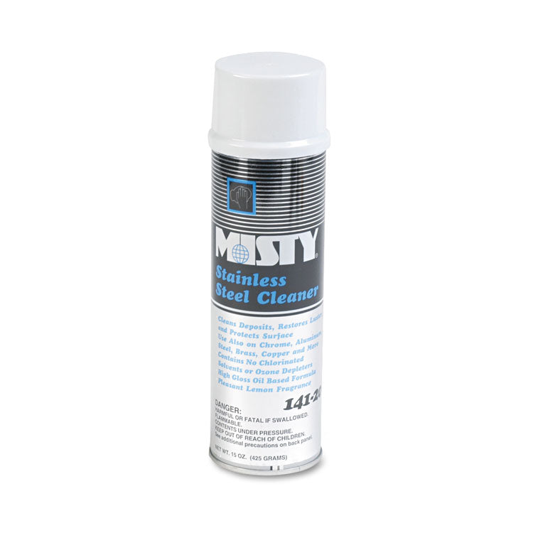 Misty® Stainless Steel Cleaner and Polish, Lemon Scent, 15 oz Aerosol Spray, 12/Carton (AMR1001541)