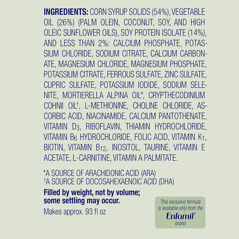Enfamil® ProSobee® Infant Formula Unflavored 12.9 oz. Can Powder Soy Lactose Intolerance (462483_CS) 6/CS