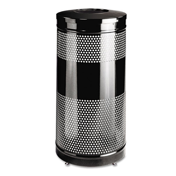 Rubbermaid® Commercial Classics Perforated Open Top Receptacle, 25 gal, Steel, Black (RCPS3ETBK)