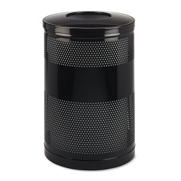 Rubbermaid® Commercial Classics Perforated Open Top Receptacle, 51 gal, Steel, Black (RCPS55ETBK)