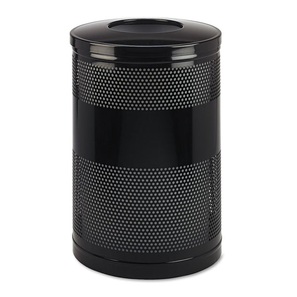 Rubbermaid® Commercial Classics Perforated Open Top Receptacle, 51 gal, Steel, Black (RCPS55ETBK) Each