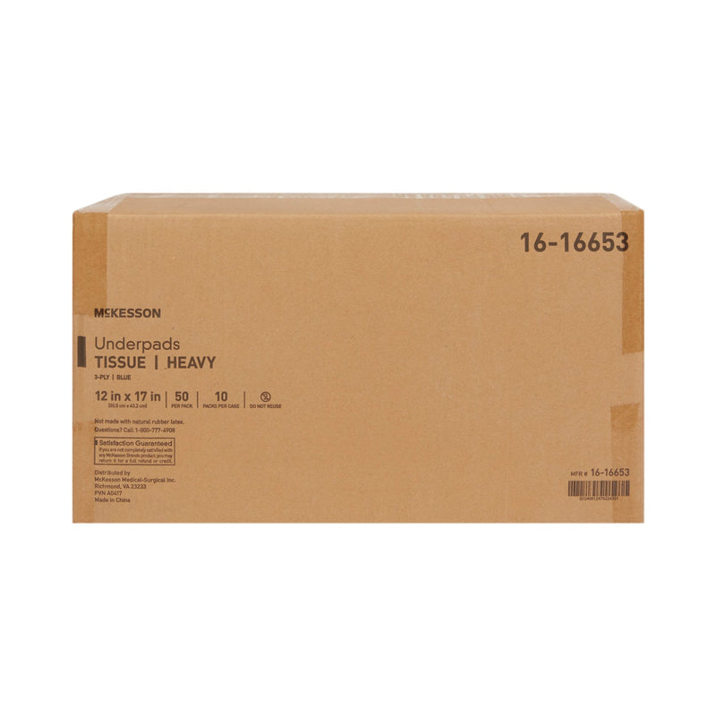 McKesson Procedure Underpad 12 W X 17 L Inch Blue NonSterile (875402_CS) 500/CS