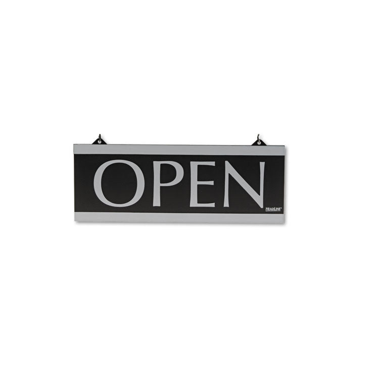 Headline® Sign Century Series Reversible Open/Closed Sign, w/Suction Mount, 13 x 5, Black (USS4246) Each