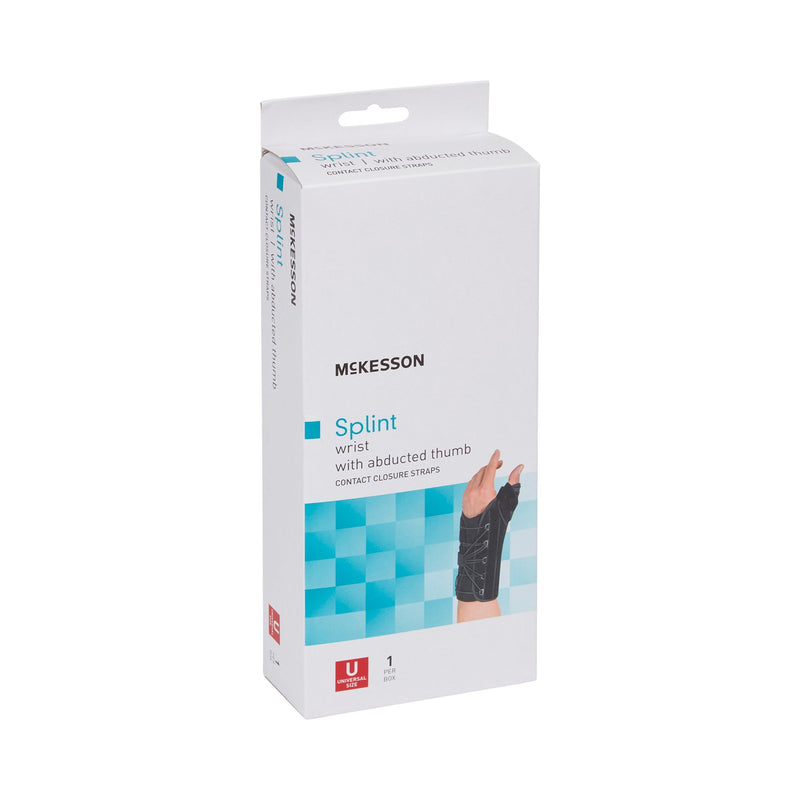 McKesson Wrist Brace with Thumb Spica Right Hand Black One Size Fits Most (1159146_EA) 1/EA