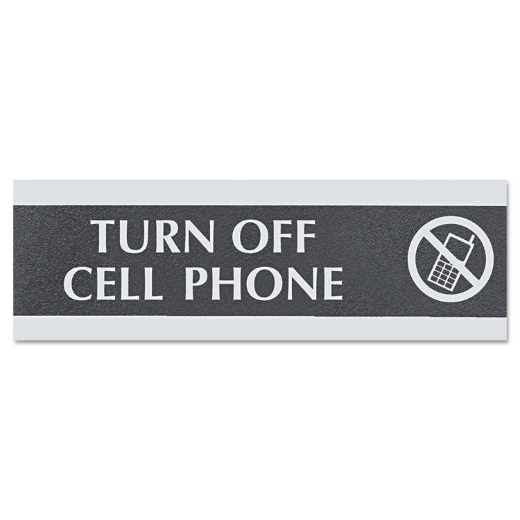 Headline® Sign Century Series Office Sign,TURN OFF CELL PHONE, 9 x 3 (USS4759) Each