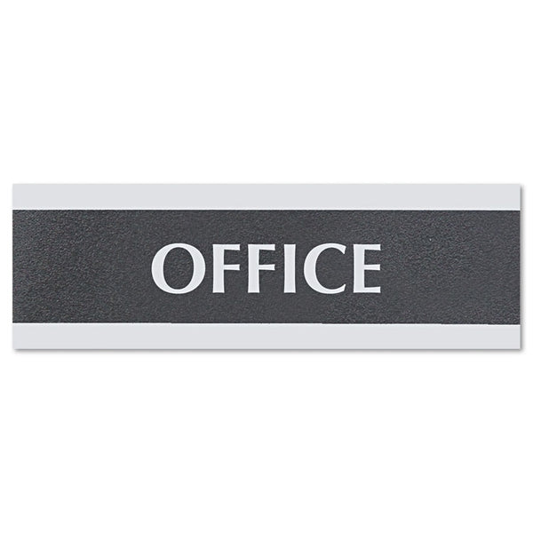 Headline® Sign Century Series Office Sign, OFFICE, 9 x 3, Black/Silver (USS4762) Each