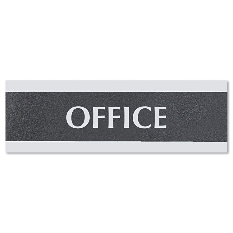 Headline® Sign Century Series Office Sign, OFFICE, 9 x 3, Black/Silver (USS4762) Each