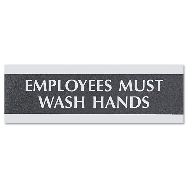 Headline® Sign Century Series Office Sign, Employees Must Wash Hands, 9 x 3 (USS4782) Each