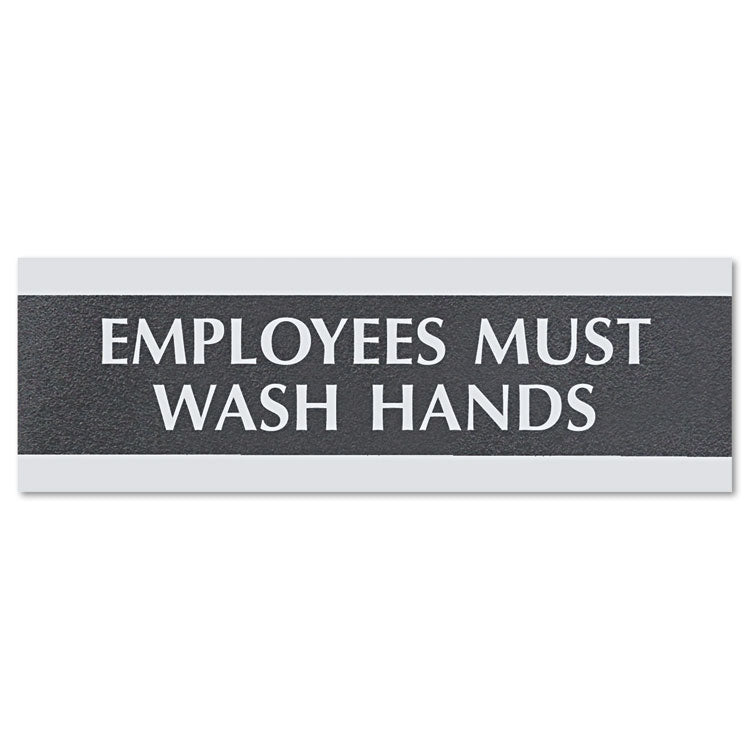 Headline® Sign Century Series Office Sign, Employees Must Wash Hands, 9 x 3 (USS4782) Each