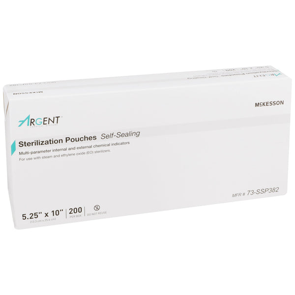 McKesson Argent™ Sure-Check® Sterilization Pouch Ethylene Oxide (EO) Gas / Steam 5-1/4 X 10 Inch Transparent / Blue Self Seal Paper / Film (524880_CS) 2000/CS