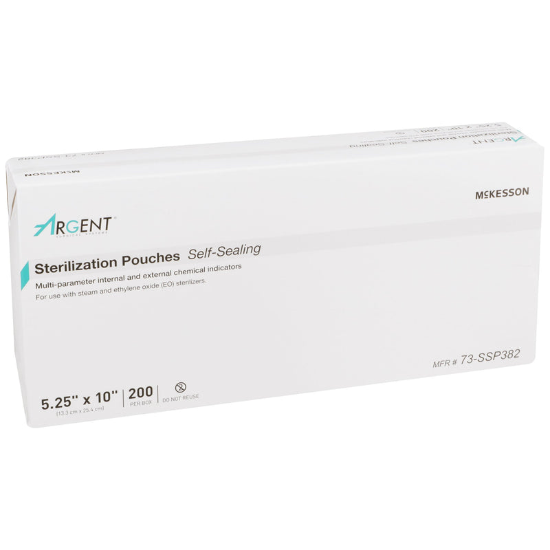 McKesson Argent™ Sure-Check® Sterilization Pouch Ethylene Oxide (EO) Gas / Steam 5-1/4 X 10 Inch Transparent / Blue Self Seal Paper / Film (524880_CS) 2000/CS