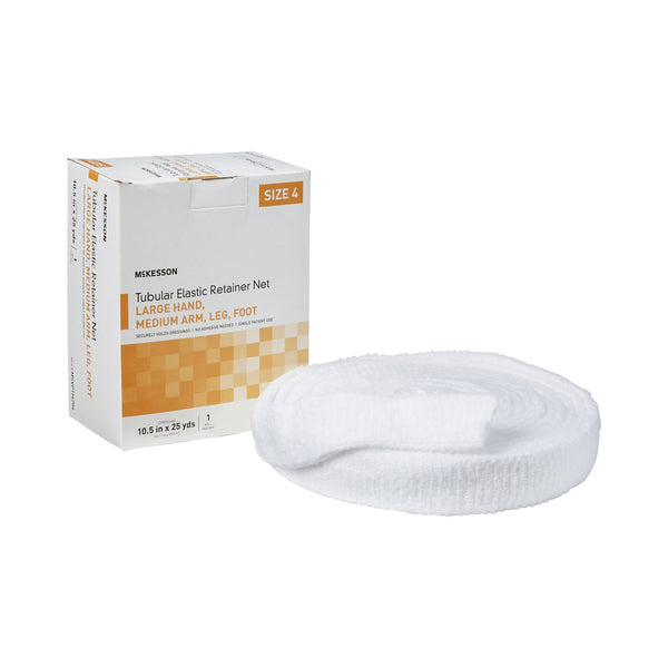 McKesson Elastic Net Retainer Dressing Tubular Elastic 10-1/2 Inch X 25 Yard (26.7 cm X 22.9 m) Size 4 White Large Hand / Medium Arm / Leg / Foot NonSterile (1113348_BX) 1/BX