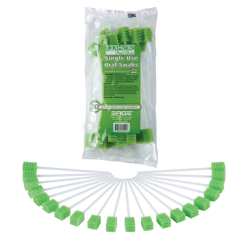 Toothette® Plus Oral Swab Untreated Foam Tip 20 per Pack (466896_PK) 1/PK