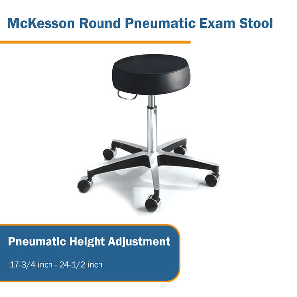 McKesson Exam Stool Backless Pneumatic Height Adjustment 5 Casters Black (407036_EA) 1/EA