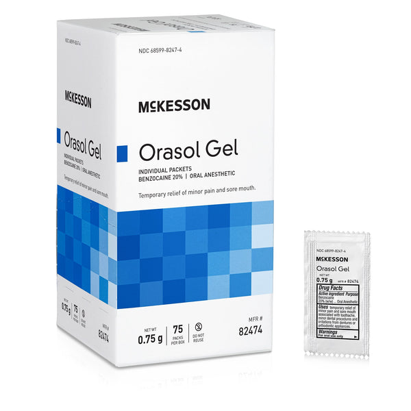 McKesson Oral Pain Relief 20% Strength Benzocaine Oral Gel 0.75 Gram (1111727_BX) 75/BX