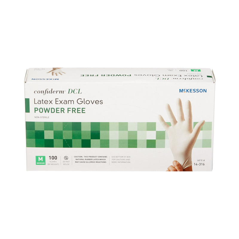 McKesson Confiderm® Exam Glove Medium NonSterile Latex Standard Cuff Length Smooth Ivory Not Rated (354436_CS) 1000/CS