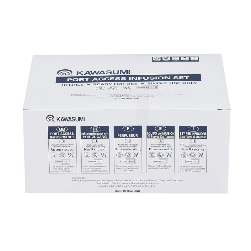 Kawasumi Huber Infusion Set 20 Gauge 1 Inch 8 Inch Tubing Without Port (356899_CS) 100/CS