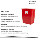 McKesson Prevent® Sharps Container Red Base 24-3/5 H X 17-3/10 W X 13 L Inch Vertical Entry 18 Gallon (862336_CS) 7/CS